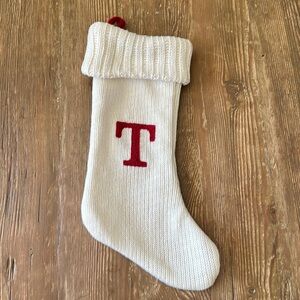 Wonder shop Christmas stocking T Red and white